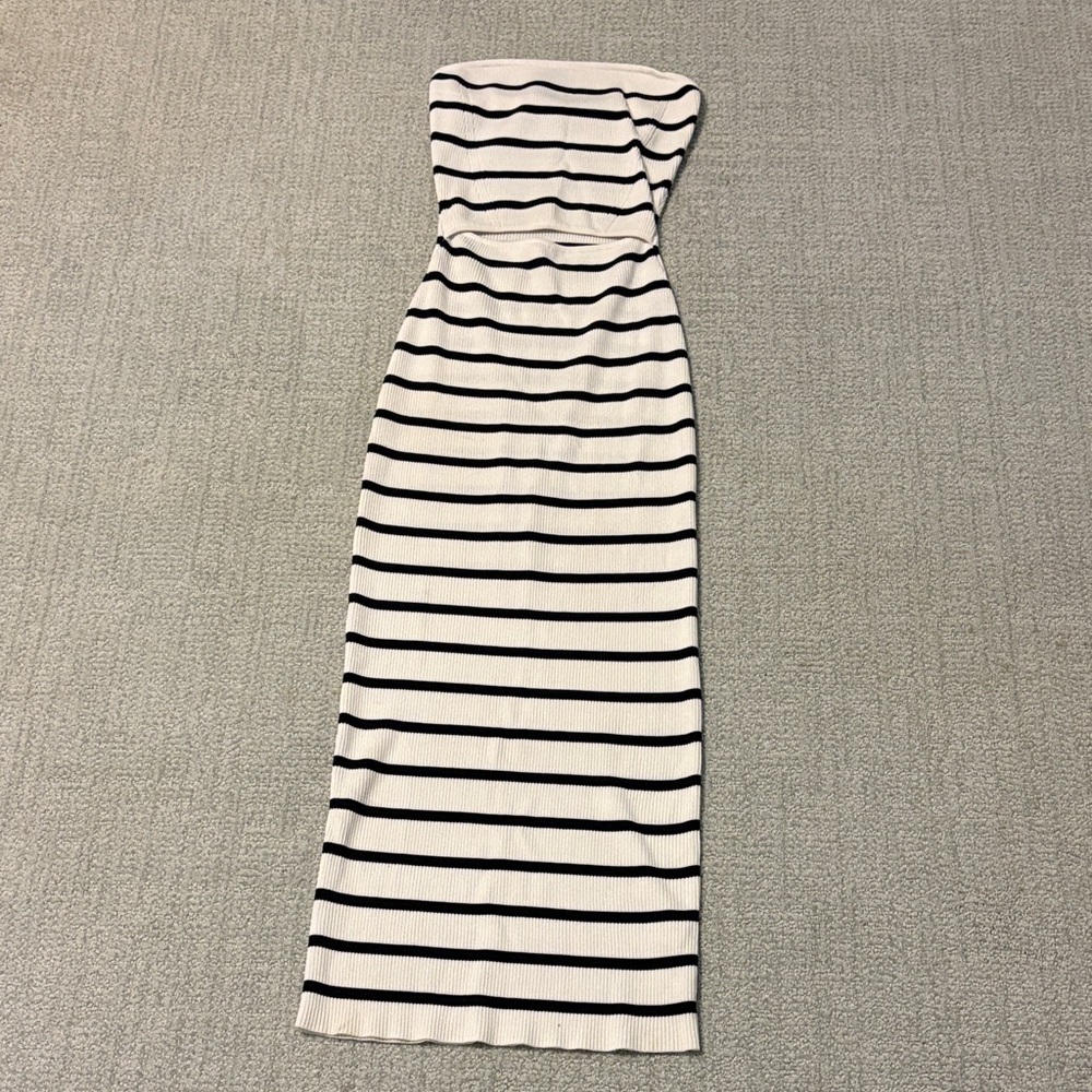 Elegant Black and White Striped Dress